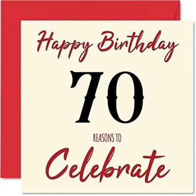 Image of Fun 70th Birthday Cards for Men Woman Reasons To Happy Card Dad Mum Great Grandad Grandpa Nanny Grandma Gran Uncle Auntie, 145mm x Greeting Cards,