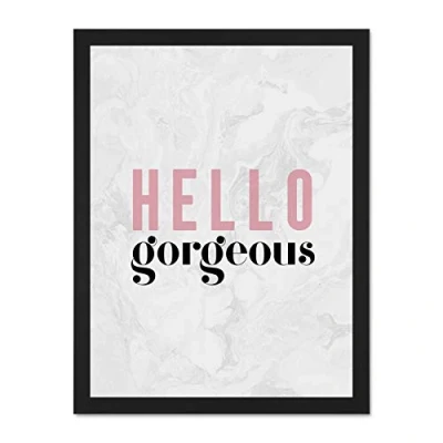 Image of Wee Blue Coo Dusty Rose Hello Gorgeous Large Framed Art Print Poster Wall Decor 18x24 inch