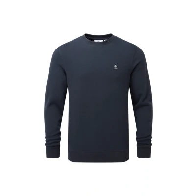 Image of TOG24 Mellor Supersoft Mens Crew Neck Sweater with Ribbed Cuffs, Hem and Dark Indigo