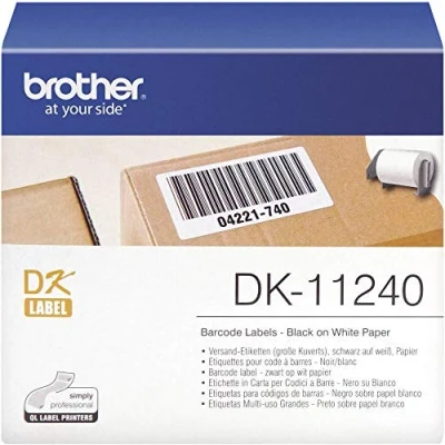 Image of BROTHER, DK 11240 Label Roll, Barcode Labels, Black on White, 600 102 mm (W) x 51 (L), Brother Genuine Supplies