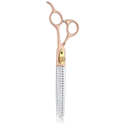 Image of Dream Reach 7 Inches Professional Pet Grooming Chunker Scissors, 440C Japanese Steel Straight &amp; Curved Thinning Shears/Scissors for Dog Cat and More Pets (7 inch Scissors)