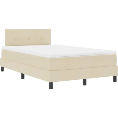 Image of vidaXL Box Spring Bed with Mattress &amp; LED Cream 120x190 cm Fabric