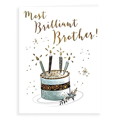 Image of Piccadilly Greetings Luxury Beautiful Contemporary Birthday Card Brilliant Brother 8 x 6 inches Koko Designs, K70034,greyyellowwhitebrown