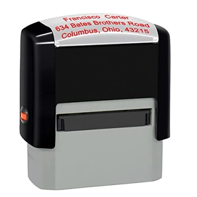 Image of Personalised Stamp (38 x 14mm 3 Lines) Custom Self Inking Rubber Stamps Return Address