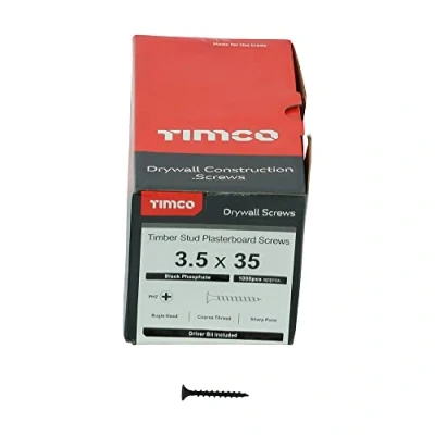 Image of TIMco 00035DRYC PH2 Philips Coarse Drywall Screw 3.5 x 35 Black (Box of 1000)