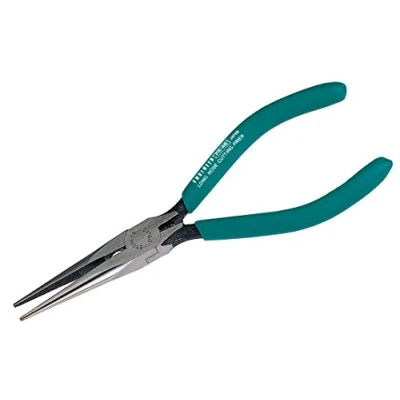 Image of Needle Nose Pliers (160mm) with Integral Wire Cutting Jaws (Long Pliers). Made in Japan. ENGINEER pr 46 , Green