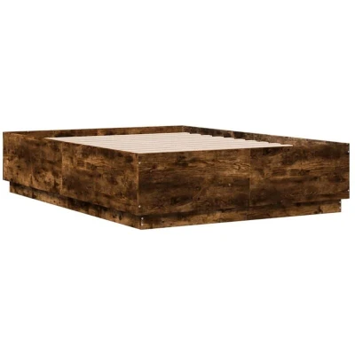 Image of vidaXL Bed Frame without Mattress Smoked Oak 140x190 cm