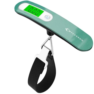 Image of MYCARBON Luggage Scale Portable Digital Weight for Travel Suitcase with Tare Function 110 Lb/ 50Kg Capacity (Green)