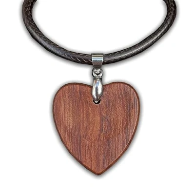 Image of Strungout Heart Shaped Hand Crafted Wooden Guitar Plectrum Pick Pendant with Leather Necklace in Gift Box Option For Personalised Custom Engraving (Plain)