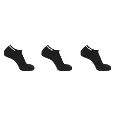Image of Salomon Flow Low 3 Pack Unisex Socks,Trail Running Hiking, Stays in Place, Protective Comfort, and Cushioning, Black, 5.5 7