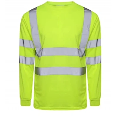 Image of LIZZIE JACOBS Hi Viz High Visibility Crew Neck Long Sleeves Shirts Reflective Tape Safety Vis Round Security Work Breathable Lightweight Workwear Tops (3X Large, Yellow)