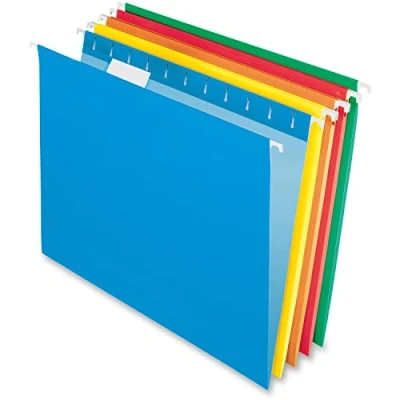 Image of Hanging File Folders, Letter Size, Assorted Colors, 1/5 Cut Adjustable Tabs, 25 Per Box, 1 Set