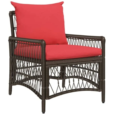 Image of vidaXL Garden Chair with Cushions Brown 60x70x78 cm Poly Rattan