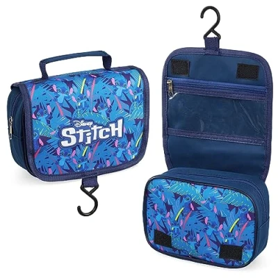 Image of Disney Stitch Hanging Toiletry Bags for Women Teenagers Girls Minnie Mouse Cosmetic Bag Travel Accessories Gifts (Blue Stitch)