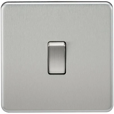 Image of KnightsBridge 10A 1G 230V Screwless Brushed Chrome Intermediate Switch Wall Plate