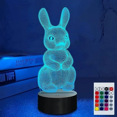 Image of SUPERHONGJIHAO Night Light for Kids 3D Kitten Led Lamp with Remote Control 16 Color Changing Xmas Birthday Gift Child