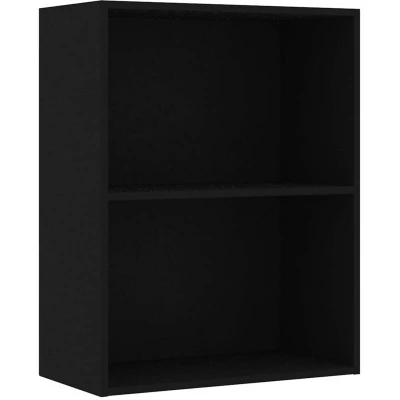 Image of vidaXL 2 Tier Book Cabinet Black 60x30x76.5 cm Engineered Wood