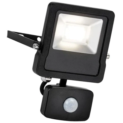 Image of Surge Matt Black 20W Weatherproof Outdoor Security Light Flood Lights LED with Motion Activated PIR Cool White 4000K IP44 Rated