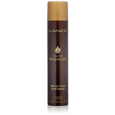 Image of L&#039;ANZA Keratin Healing Oil Brush Thru Hair spray With Medium Hold Effect, For a Shiny Finishing and Long lasting look, Triple UV heat Protection,Suitable All Types (10.6 Fl Oz)