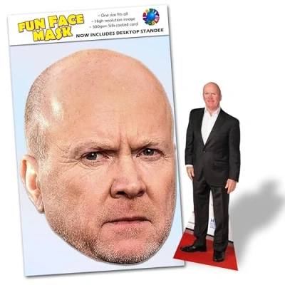 Image of Party People 1 x Steve Mcfadden Ready To Wear Celebrity Face Mask Includes Freestanding 20cm Desktop Standee Card Cutout M