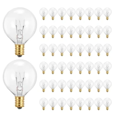 Image of G40 Replacement Bulbs 7 Watt Globe E12 Base Socket Holder IP44 Water Resistance Warm White for String Light Home Party Decoration Wedding Function Portable (50pack)