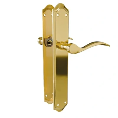 Image of Amig Door Handle Set with Plate Beta Made of Steel 256 x 48 mm Square Pin 8 Matt Brass Plated