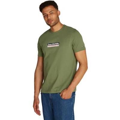 Image of Tommy Hilfiger BOX TEE Print Tshirt, Men&#039;s, Size: XXL, Battle green