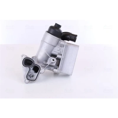 Image of 49870198 oil Cooler NISSENS 90953 Water cooled with filter housing, gaskets/seals VAUXHALL: Vivaro Van, Movano Mk2, Minibus