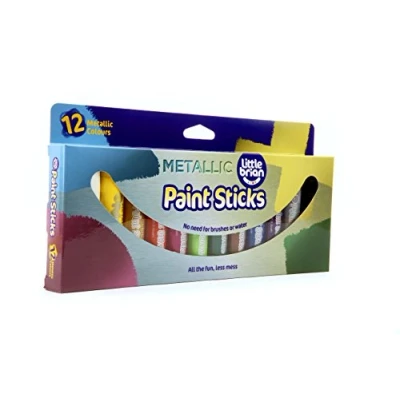 Image of Little Brian Paint Sticks Metallic Sticks, 12 Pack Kids Pens Twist Up &amp; Down, Mess Free Painting, Easy to Use Clean