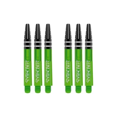 Image of RED DRAGON Peter Wright Snakebite Nitrotech Intermediate Green stems 2 sets per pack (6 in total)