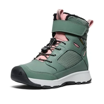Image of Keen SKUA WP Unisex Winter boots for kids, Size: 1, Dark forest/rose elegance Leather and textile