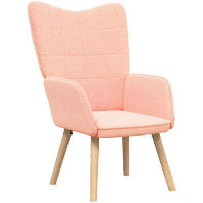 Image of vidaXL Relaxing Chair Pink Curly Wool like Fabric