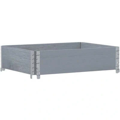 Image of vidaXL Stackable Wooden Garden Planter Solid Pine Outdoor Flower Pot, Raised Bed, Grey, 80x60x21.5 cm, Customizable Shape, Foldable Design, Open Bottom for Gardens, Balconies, Patios