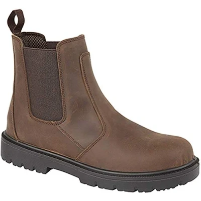 Image of Grafters Safety Dealer Boot Toe Cap &amp; Steel Midsole Ankle Boots Brown, Mens UK 6/EU 40
