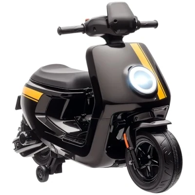 Image of AIYAPLAY 6V Kids Electric Motorbike, Ride on Motorbike with Headlight and Music, Forward Reverse, Training Wheels, for Ages 18 36 Months Black