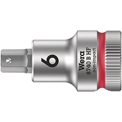 Image of Wera 8740 B HF Zyklop In Hex Plus holding function bit socket, 3/8&quot; drive, 6x35mm, 05003035001 , Red