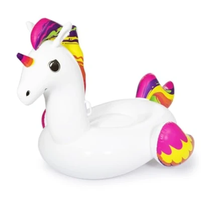 Image of Bestway Supersized Unicorn Pool Float, Kids and Adults Inflatable Ride On with Handles, Swimming Beach Toy