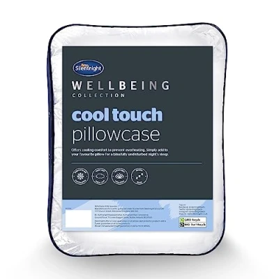Image of Silentnight Cool Touch Pillowcase Best Cooling Temperature Control Pillow Cover Case For Hot Flashes Warm Sleepers Stay At Night Prevent Overheating Long Lasting