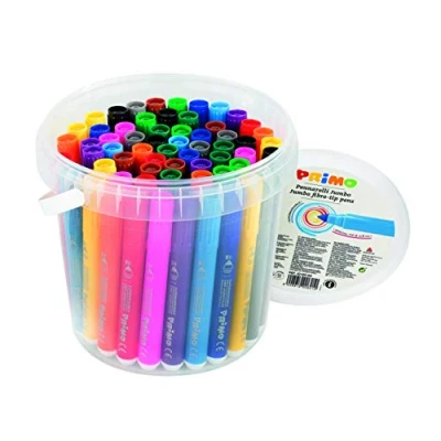 Image of Morocolor PRIMO, Jumbo markers, 60 large tip bucket washable 12 bright and luminous colors, Ø 7.6mm tip, markers for children, Made in Italy