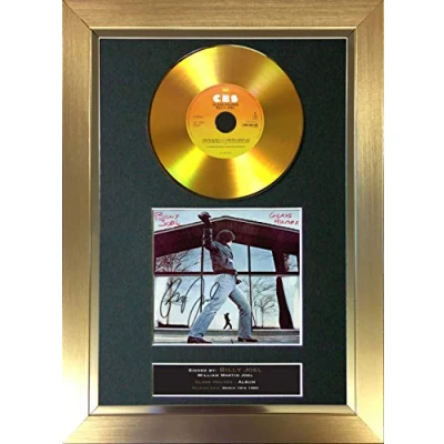 Image of #134 BILLY JOEL Glass Houses Signed Autograph Mounted Reproduction A4 Print (Gold Frame)