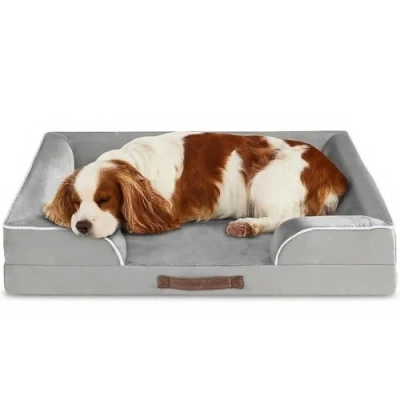 Image of Codi Large Memory Foam Layer Dog Bed, Washable Orthopedic Bed Couch with Removable Zipper Cover, Waterproof Sofa Grey