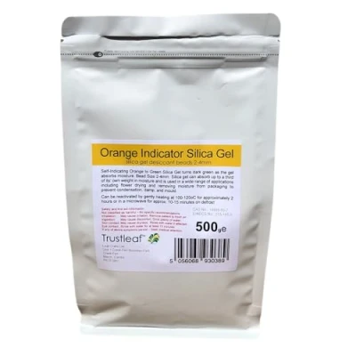 Image of Trustleaf Orange Indicator Silica Gel Desiccant 2 5mm Beads 500g Bags (OG Bag)