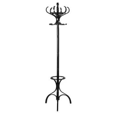 Image of Premier Housewares 12 Hook Coat Stands Wooden Stand Hooks Hangers Rack For Hallway In Black 184 x 48