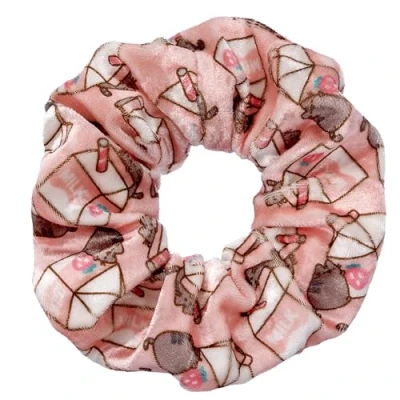 Image of Pusheen the Cat Pink Strawberry Milk Carton Hair Scrunchie