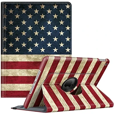 Image of Fintie Rotating Case for iPad 9th Generation (2021) / 8th (2020) 7th Gen (2019) 10.2 Inch 360 Degree Stand Cover with Pencil Holder, Auto Wake Sleep, US Flag