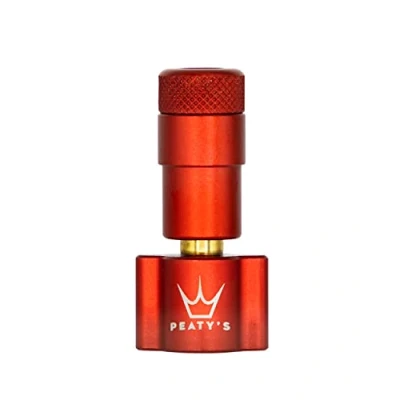 Image of Peaty&#039;s CO2 Tyre Inflator Head Only Unique Compact Straight Line Design for Maximum Airflow &amp; Rapid Inflation, Presta Valve Compatible Bike Tire Pump Mountain, Road Gravel Bikes Red