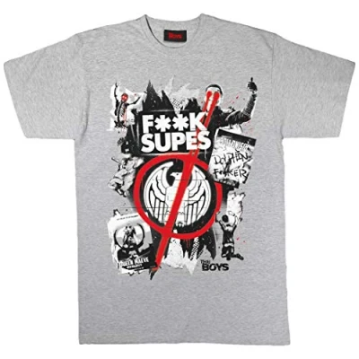 Image of The Boys Supes Graffiti T Shirt, Adults, S 5XL, Grey, Official Merchandise