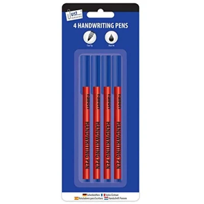 Image of Ditzy Doll BLUE HANDWRITING PENS 4 Pack School Office Fine Tip Ink Hand Writing Long Life