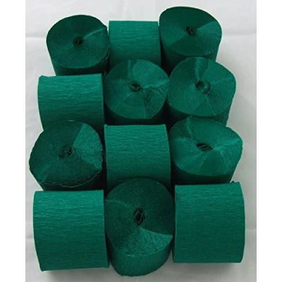 Image of 12 Dark Green Crepe Paper Streamers 45mm x 10meters Many uses as decorations, marketing tools, great favourite with schools and the craft industry