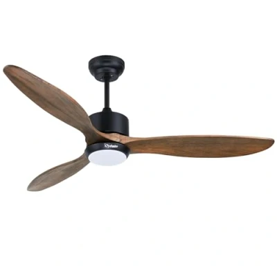 Image of Ovlaim Wood Ceiling Fan with Lights and Remote Control, 132cm Quiet DC Motor Fans Dimmable Light Timer for Home Bedroom Living Room